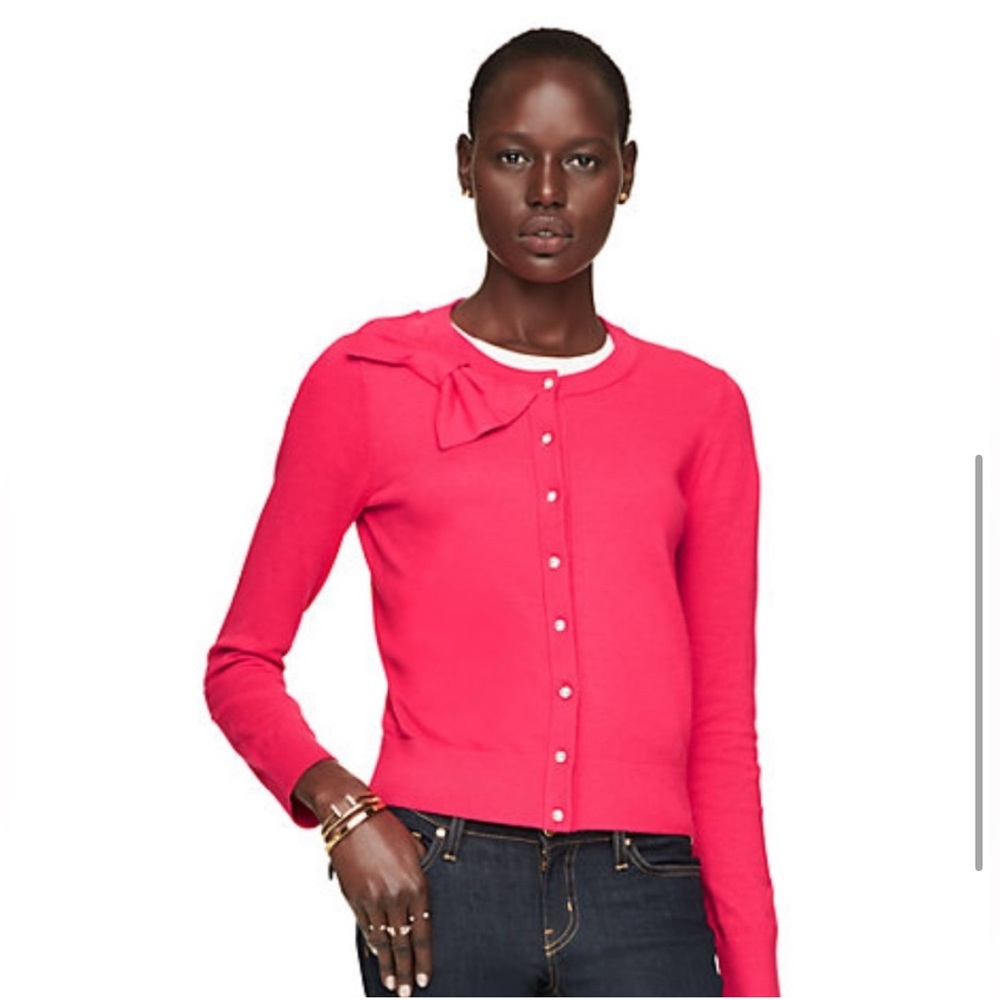 Kate Spade gorgeous pink bow cardigan with jewel buttons! Classic and timeless!